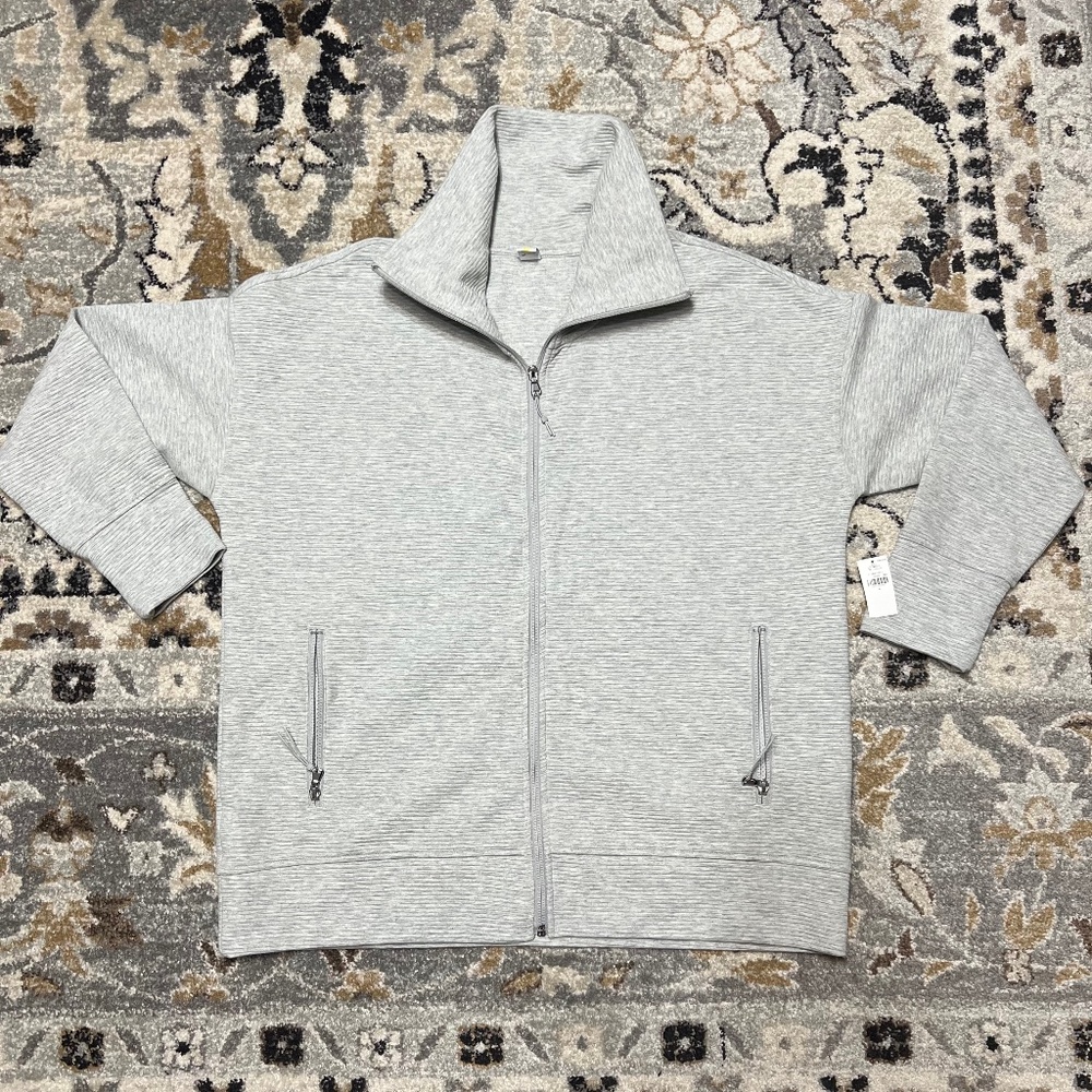 Old Navy Women's Large Grey Ribbed Full Zip Jacket